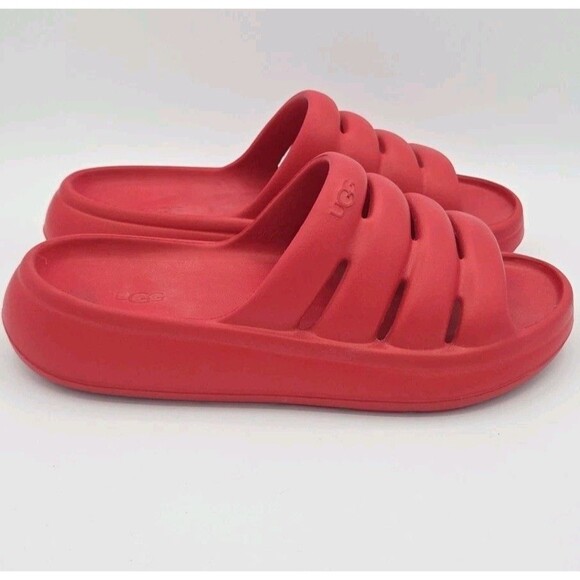 Ugg Womens Size 7 Platform Sport Samba red Outdoor Open Toe Sandals shoes - Picture 5 of 8